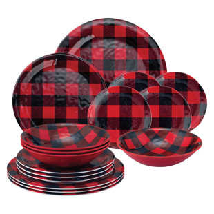 S/4 Robert Stanley Tartan Plaid Ceramic Christmas Preppy Dinner Plate 10  1/2