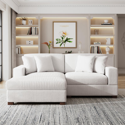 83.5"W 2 - Piece Modern Upholstered Modular Sectional Sofa with Solid Wood Leg