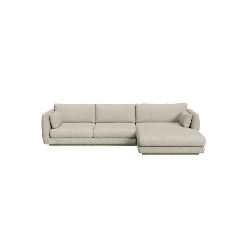 Bloom 3-Seater Sofa W/Chaise Lounge Left & Plinth, Sand Cane-line Lola, 29.6" H x 122.1" W x 67" D, Right Hand Facing