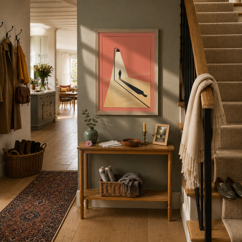 Figure Under Lamplight Modern - Print, Oak, A3 - 42.0 x 29.7 cm