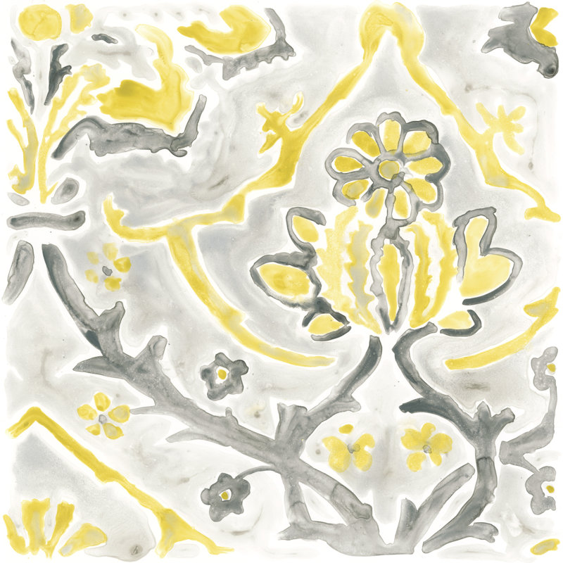 UA CH Citron Damask Tile I by June Erica Vess - Wrapped Canvas Painting, 91cm H x 91cm W