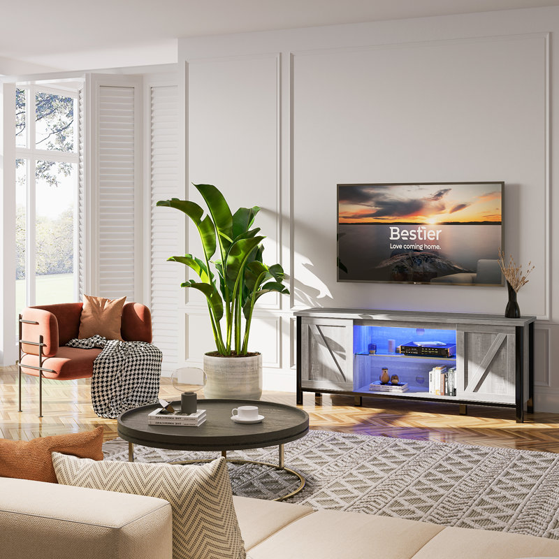 Meuble télé pour téléviseur de 75 po ou moins, Blanc délavé