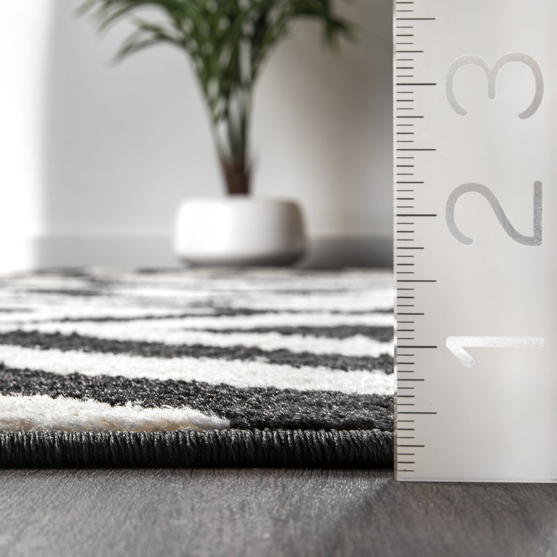 Tapis gris anthracite / ivoire Frances, Rectangle 6 pi 7 po x 9 pi