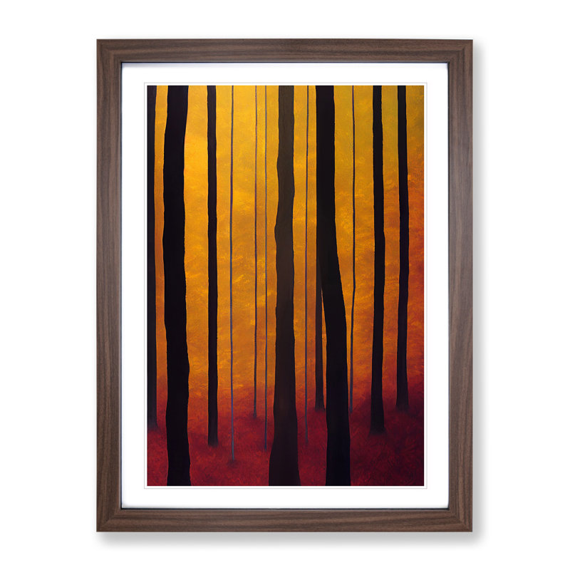 Boho Forest - Wall Art, 36cm H x 27cm W x 2cm D, Walnut Framed, White