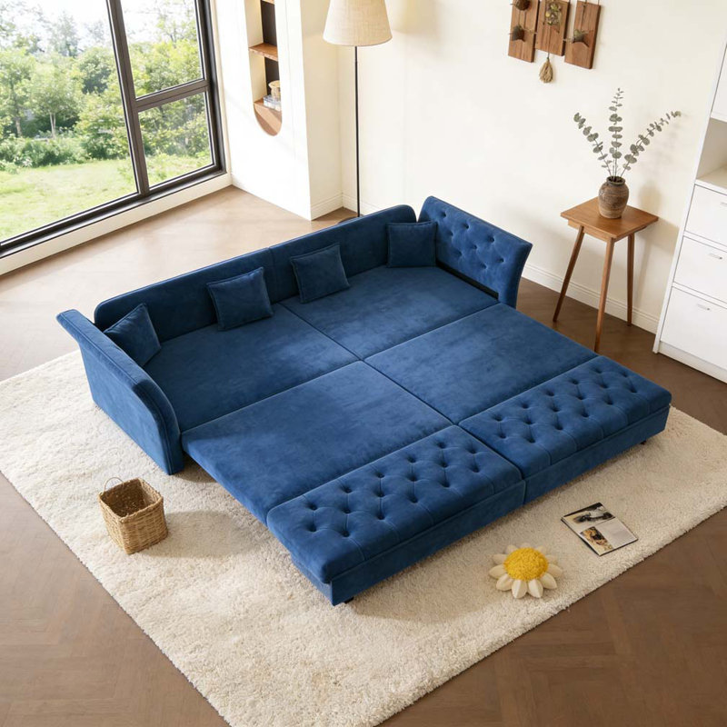 Grand canapé-lit 74,4 po, Largeur: 74,4 po, Bleu