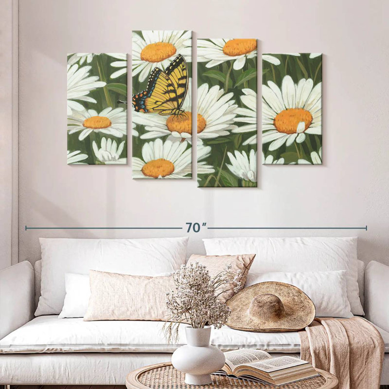 Harnek Daisies And Butterfly