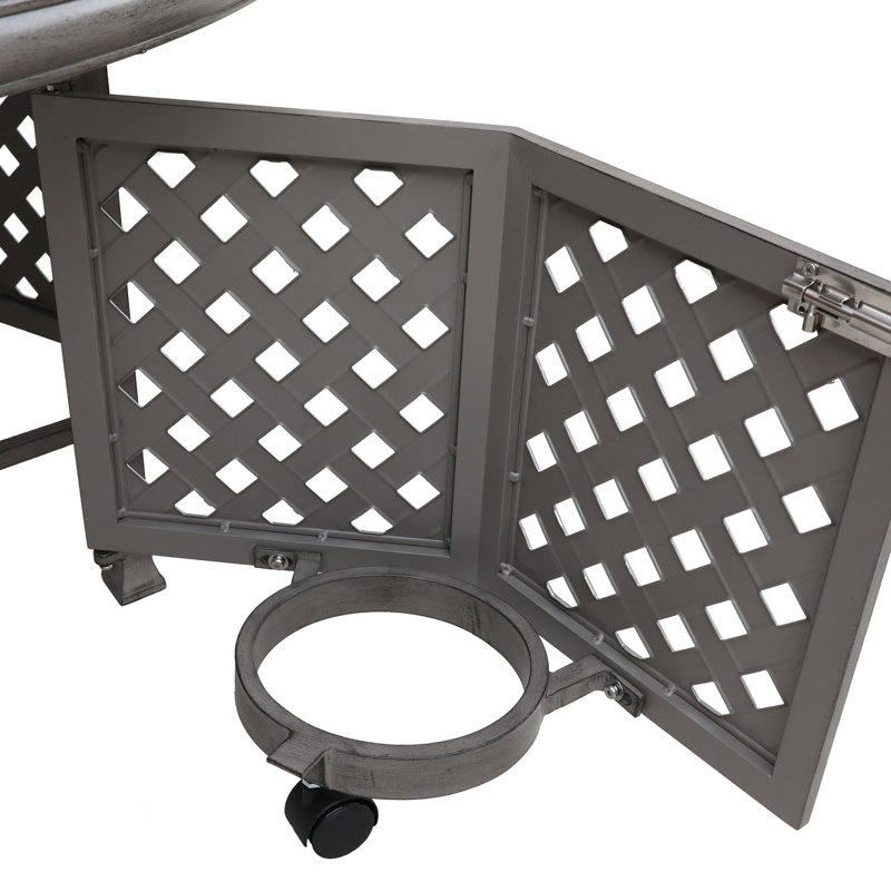 Table ronde en fonte d'aluminium avec seau à glace