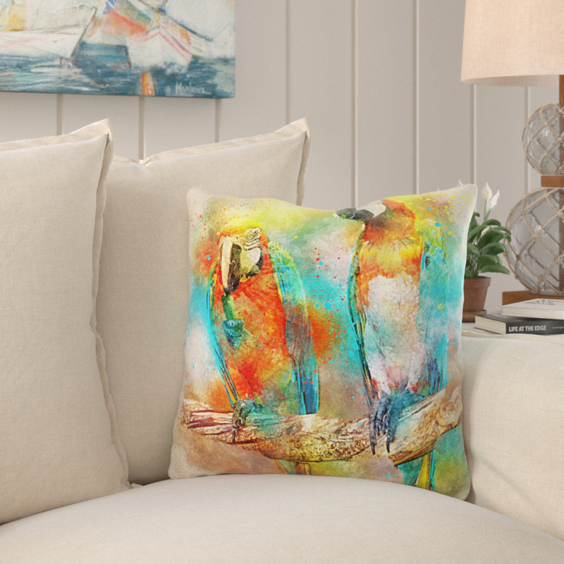 Coussin oiseau Makayla, Intérieur, Microsuède