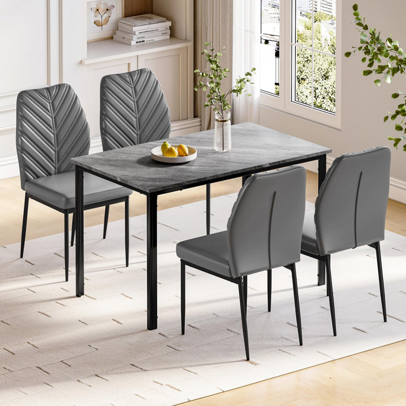 4 - Person Dining Set, Grey, Grey