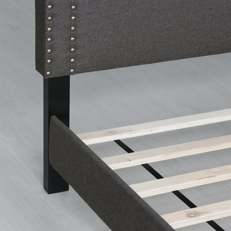 Carlester Upholstered Bed, Queen, Stone, 100% Linen