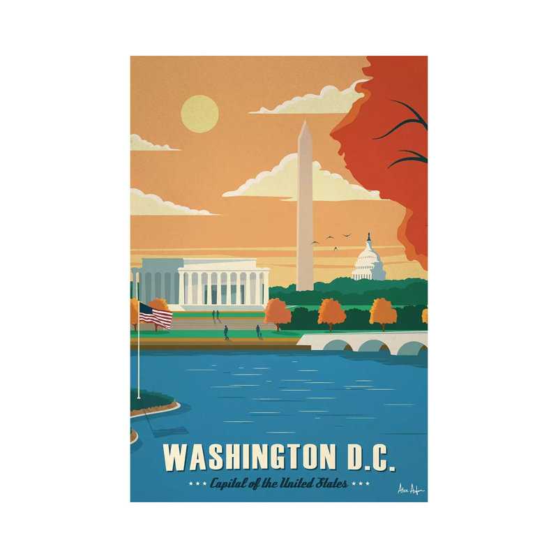 Washington D.C. - impression d'art graphique, Pas de tapis, Toile tendue, H 18 po x l 12 po x 1,5 po