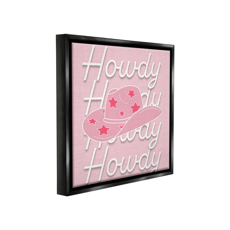 «Soft Pink Howdy Motif Floater Frame» par Corrine Rose Design sur, Cadre flottant noir de jais, H 25 po x l 25 po