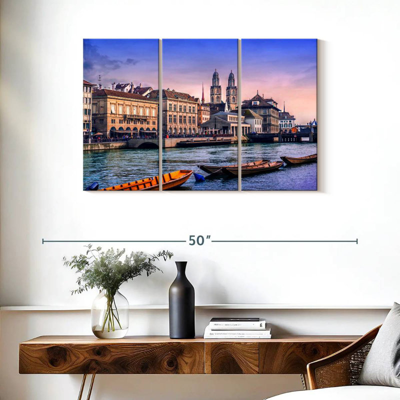 Sireci Zurich Along Limmat River, 24" H x 38" W
