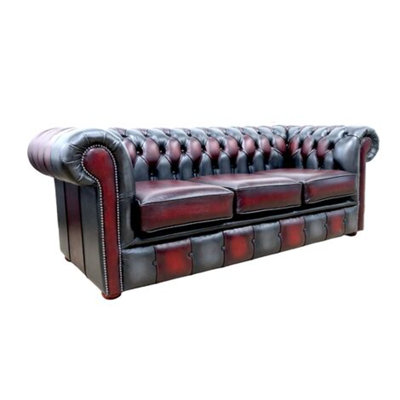 Chesterfield Devil Patchwork Leather 3 Seater Sofa Settee