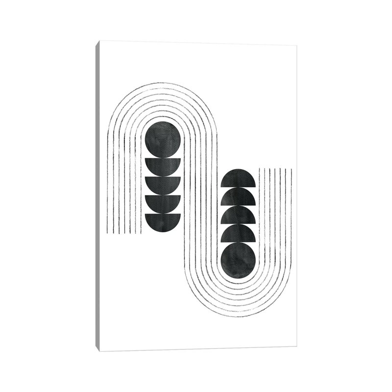 Black Shapes And Curved Lines - Painting on Canvas, Wrapped Canvas, 66.04cm H x 45.72cm W x 1.91cm D