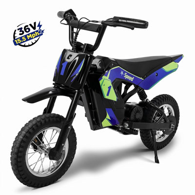 Kids Motorcycle 36V, 15.5 MPH Ride On Dirt Bike with Adjustable Speed Modes for Ages 5-10, Blue
