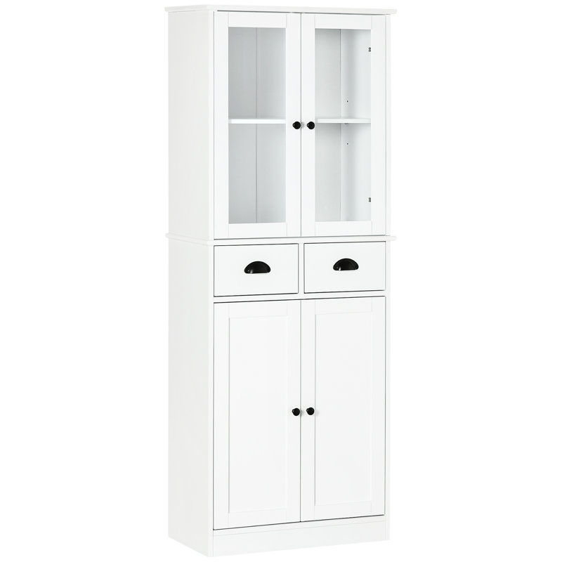 Garde-manger autoportant de 61 po avec portes à fermeture douce et tablettes réglables, blanc - idéal pour le salon, les 2 tiroirs de rangement de la salle à manger, charmant