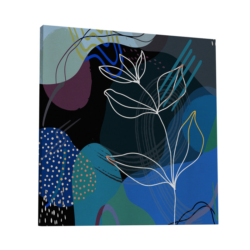 Boho Leaves II - impression sur toile tendue, H 8 po x l 8 po x P 1,5 po