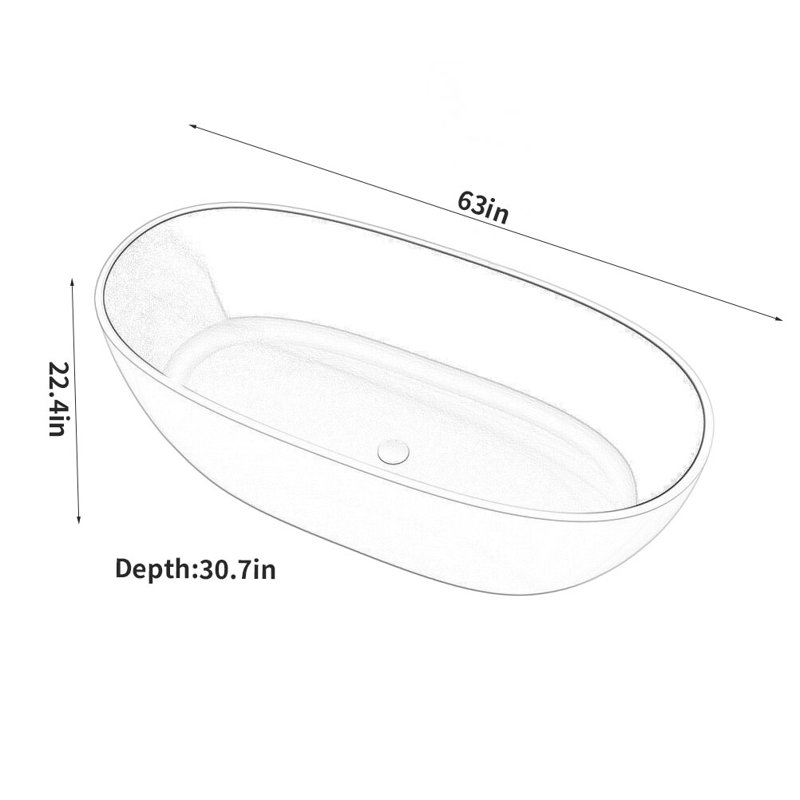 63'' W 22.4'' H Tub & Shower Kit, White