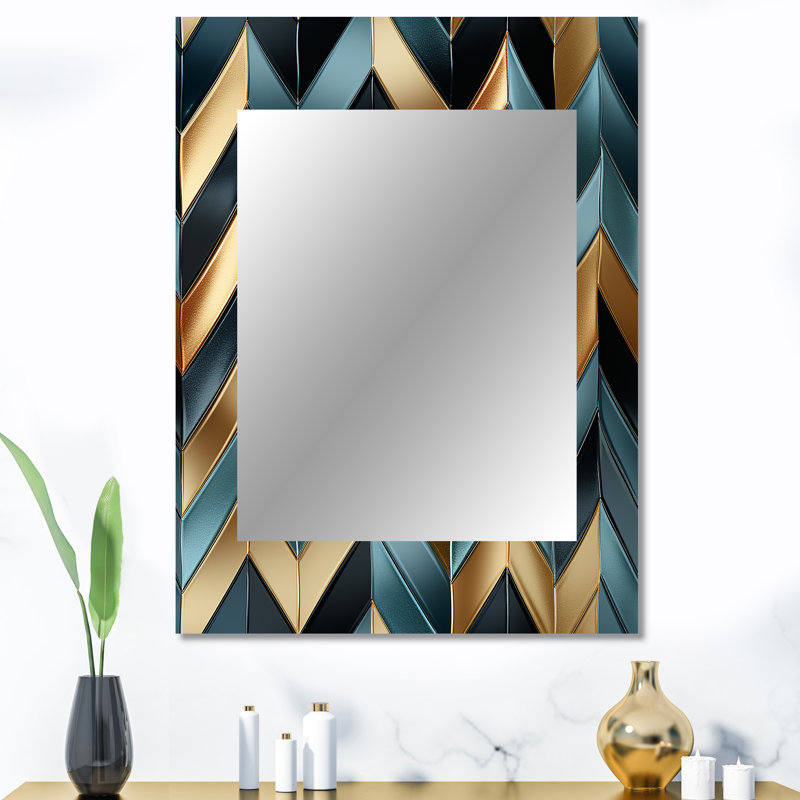 Métallique Chevron Elegance Patter - miroir à chevron, miroir mural unique Glam, impression d'art en métal, 40 po x 30 po