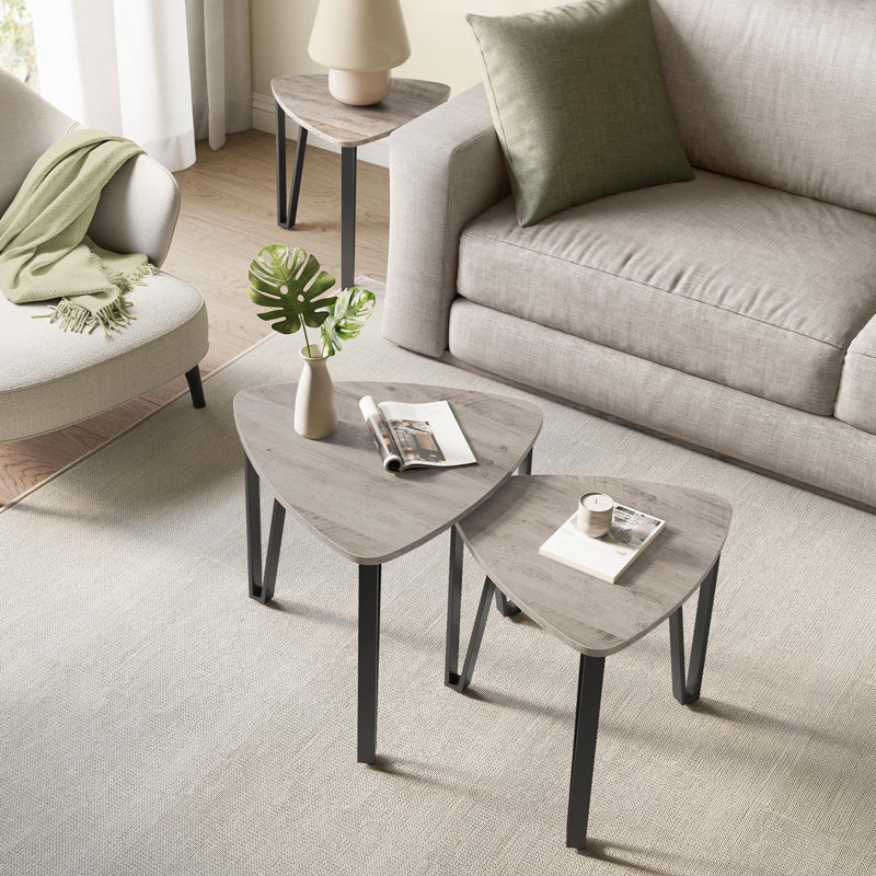 Ensemble de 2 tables basses gigognes, Heather Greige
