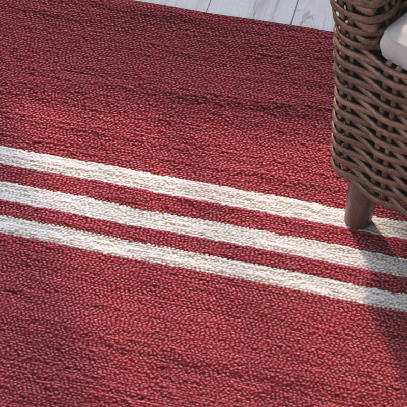 Tapis rouge à rayures Lon, Rectangle 2 pi x 3 pi