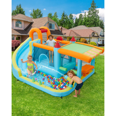 12-in-1 Inflatable Bounce House for Kids with Slide & Powerful Blower, Indoor Outdoor Bouncy Castle, Backyard Commercial Use