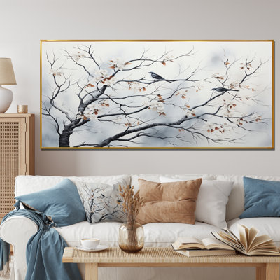 «Grey floral printanier», reproduction d'art sur toile encadrée