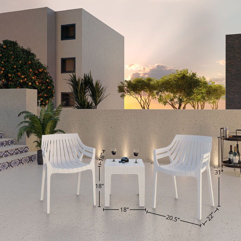 Chauncey / Trillia 2 - Person Patio Conversation Set, White