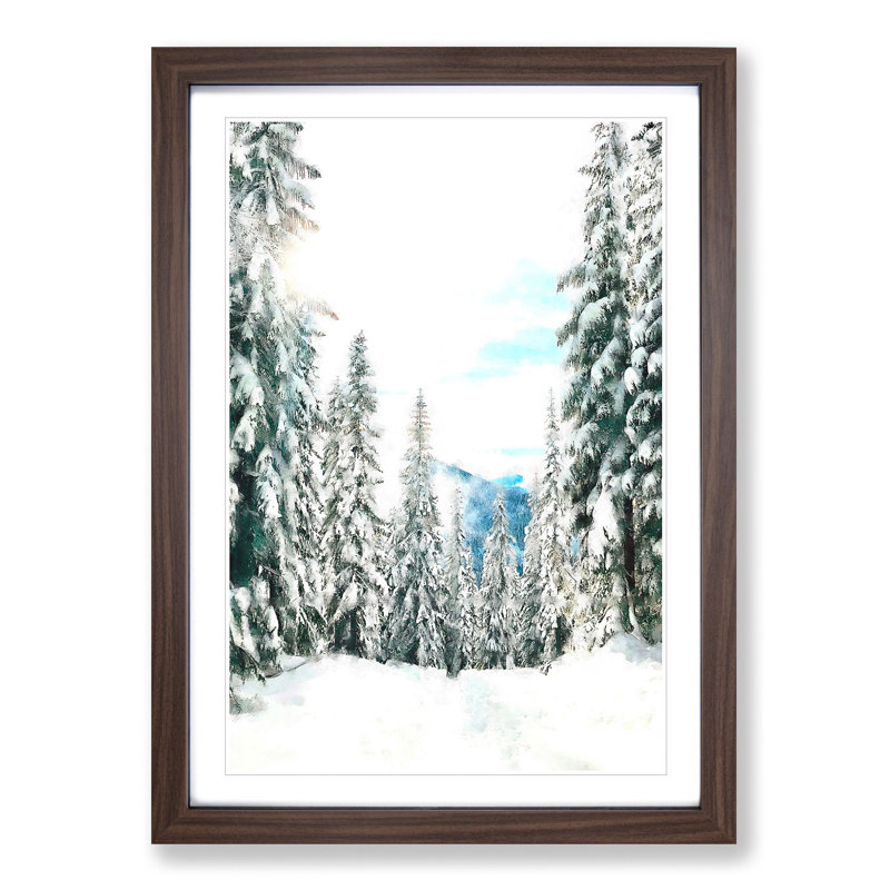 Winter Trail - Single Picture Frame Painting on MDF, 63cm H x 45cm W x 2cm D, Walnut Framed