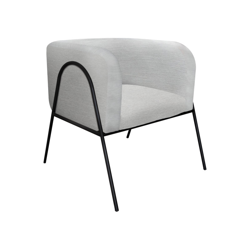 Thurmond Wooden Frame & Metal Base, Armchair, White Polyester