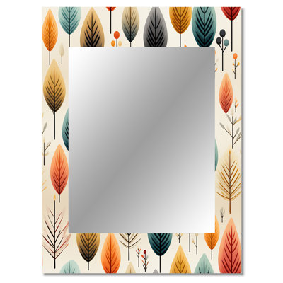 Allexander Teal And Beige Botanical Harmony - botanical  Decorative Wall Mirror, Botanical Mirror, Printed Metal Art