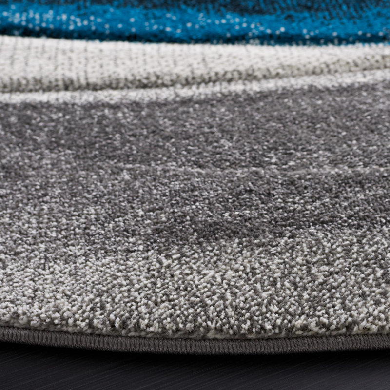 Tapis gris / turquoise Duboistown, Rectangle 6 pi 7 po x 9 pi