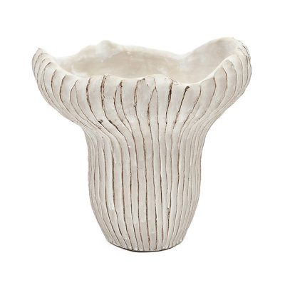 9.3X9x8.7" Sand And Cement Coral Planter With Textured Beige Finish