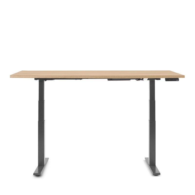 Bureau à hauteur réglable Series L, 72 po, Gris anthracite / chêne naturel