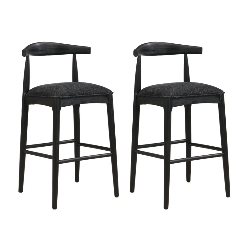 Ensemble de tabourets de bar rembourrés en tissu Modern, Siège noir / cadre noir