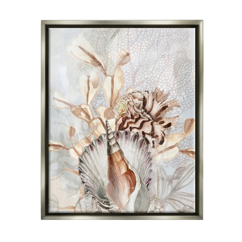 Divers vie marine beige, Cadre flottant gris lustré, H 21 po x l 17 po x P 1,7 po
