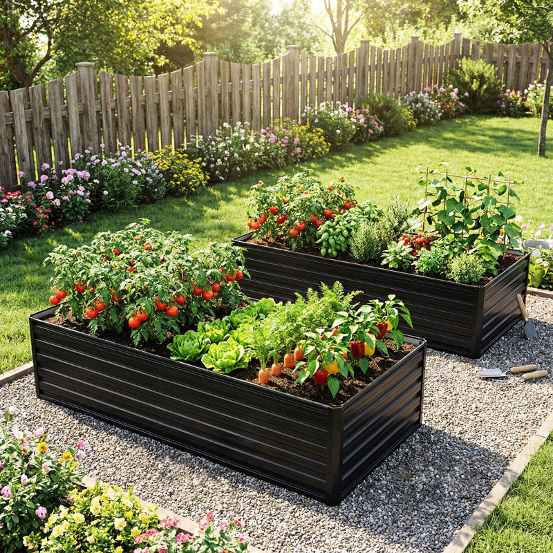 2 6X3x2 Ft Galvanized Metal Raised Beds For Herbs, Featuring 4 Structural Support Bars And Good Drainage Design Garden Bed Kit, With Reinforcement Bars, Plant-Safe Coating Structure