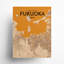 Fukuoka, carte de la ville, impression rétro-818032421-818032416