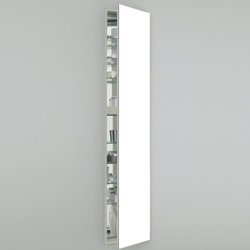 Armoire à pharmacie encastrée à 1 porte M Series avec 7 tablettes réglables et éclairage DEL, 70 po x 19,25 po x 6 po, Blanc