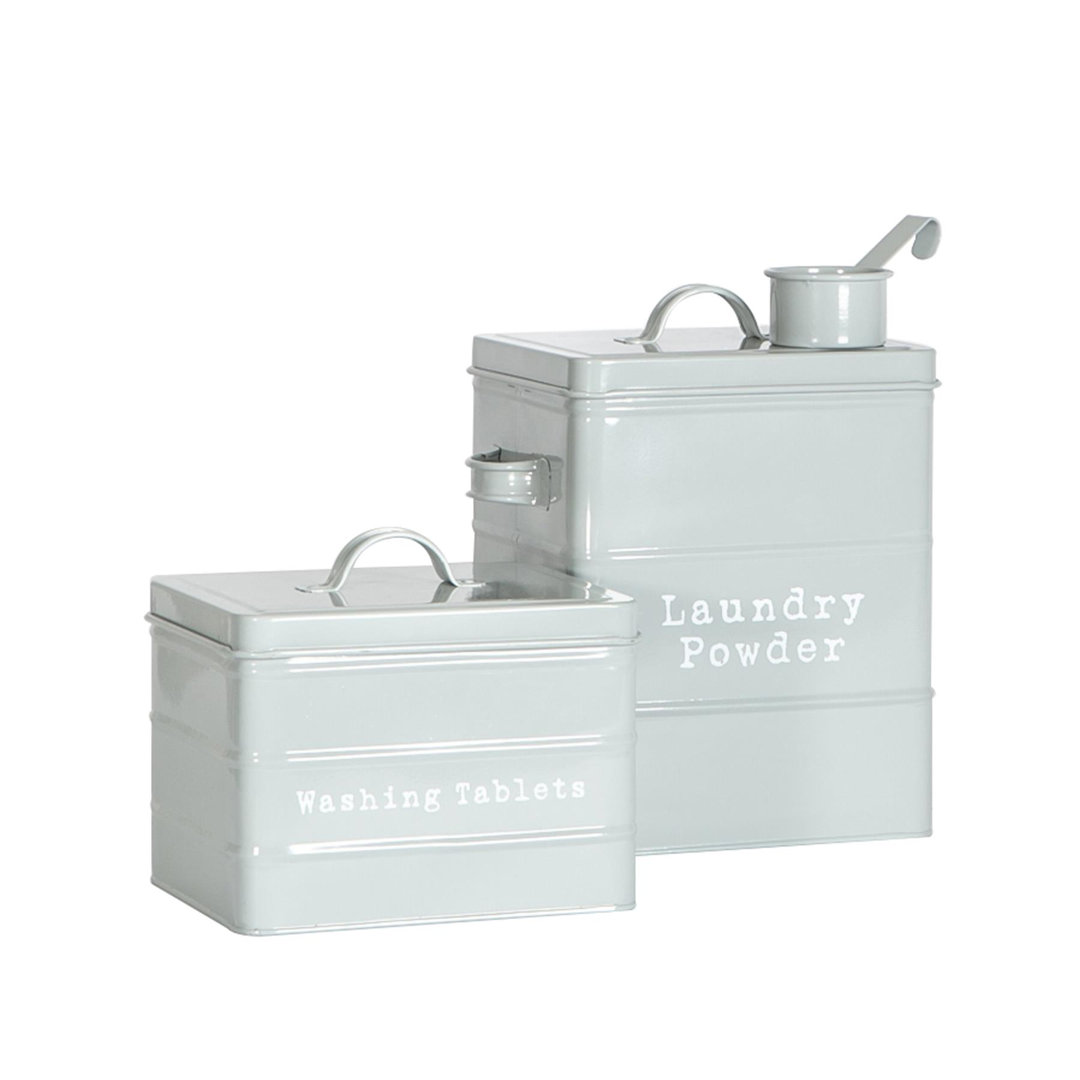 Harbour Housewares - 2 Piece Vintage Metal Utility Canisters Set