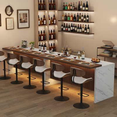 71" Extra Large Imitation Marble Bar Table with LED Lights, Island Table, Dining Room Table with Grille Design & Modern Stripes for Home Kitchen, Living Room, Balcony, Basement