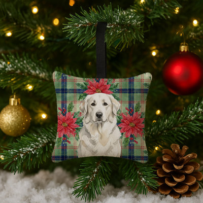 Ornement suspendu en tissu blanc Great Pinesettias