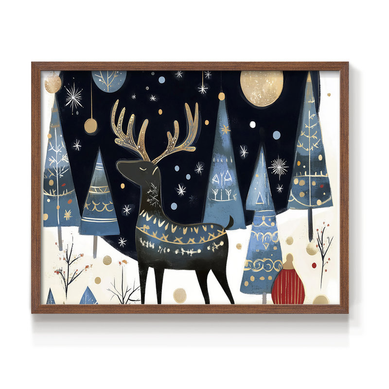 Art de Noël - DCXCIX - Reproduction encadrée - Restickable, H 8 po x l 10 po, Noyer