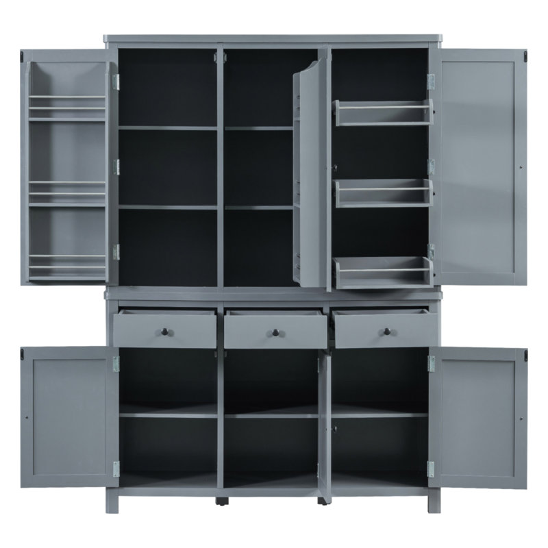 TOPMAX Farmhouse 74.8''H High Freestanding Kitchen Pantry, 53''Lx20''w Large Cupboard Storage Cabinet With Door Shelves,Adjustable Shelves, Pull-Out Trays And Drawers