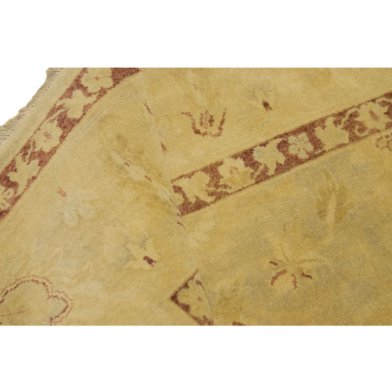 Hand Knotted Wool Area Rug in Gold