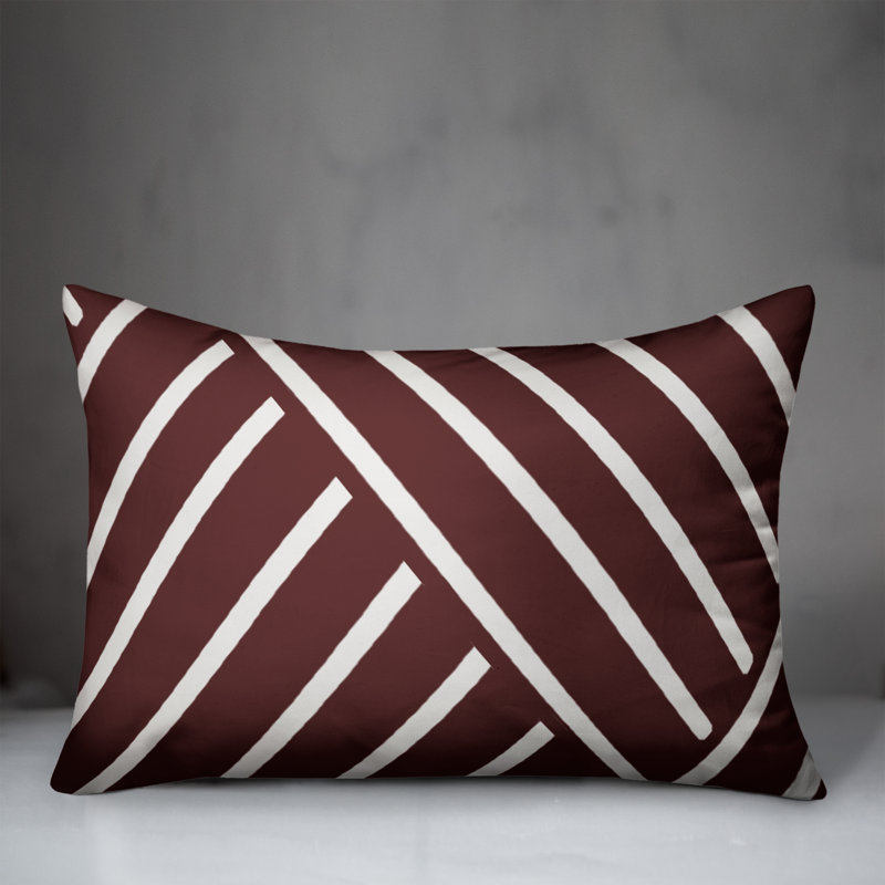 Gray Herringbone Outdoor Throw Pillow, 14"H x 20"W, Marron