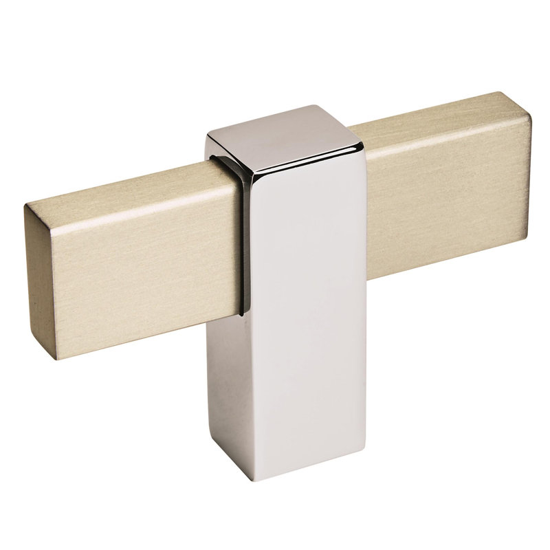 Mulino 2 3/8" Length Bar Knob, Silver Champagne/Polished Chrome