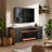 68" Electric Fireplace TV Stand, Mixed Color Entertainment center with Storage Adjustable Shelves and Fireplace, Espresso Black