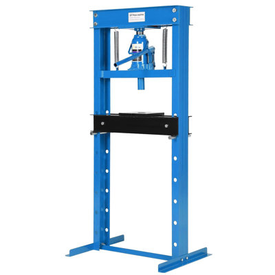 Heavy Duty Hydraulic H-Frame Shop Press - 20 Ton Capacity - Adjustable Worktable & Stamping Plates - Built-in Safety Relief Valve - Ideal for Bearing, U-Joint Installation, Bending, Straightening